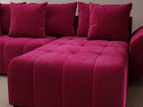 Colțar extensibil dumonde cu ladă de depozitare si sezut confortabil din spuma HR, Berlin Zoom Bordeaux 280x185 cm II Fabrica
