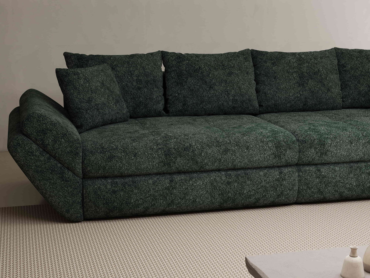 Canapea extensibilă dumonde cu ladă de depozitare si sezut confortabil din spuma HR, Loana Euphoria Verde 300x100 cm Fabrica