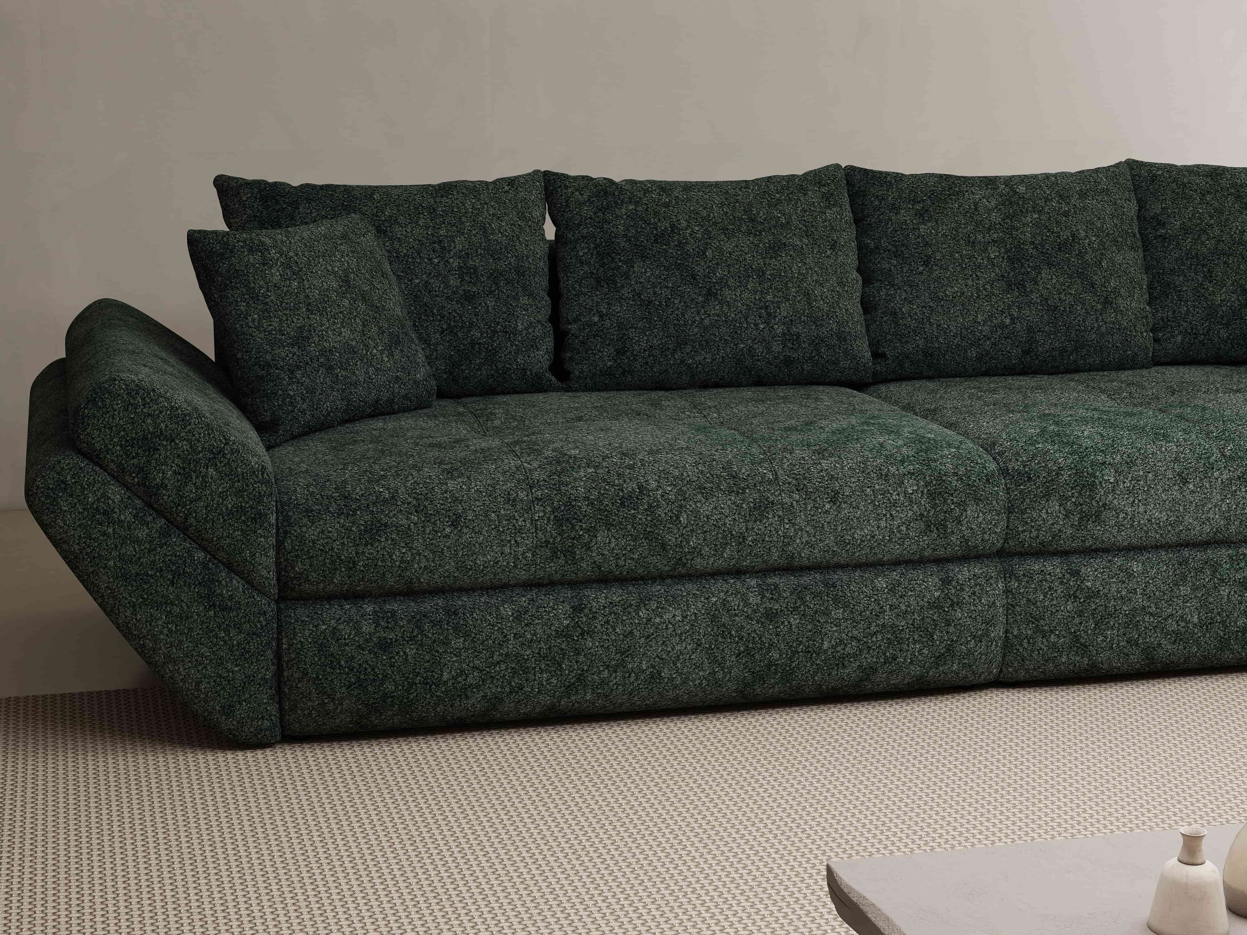 Canapea extensibilă dumonde cu ladă de depozitare si sezut confortabil din spuma HR, Loana Euphoria Verde 300x100 cm Fabrica