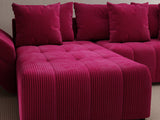 Colțar extensibil dumonde cu ladă de depozitare si sezut confortabil din spuma HR, Berlin Zoom Bordeaux 280x185 cm Fabrica