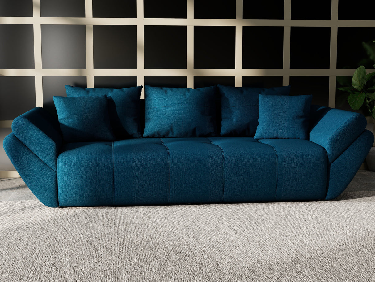Canapea extensibilă dumonde cu ladă de depozitare si sezut confortabil din spuma HR, Berlin Petrol Green 250x100 cm Fabrica