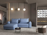Colțar extensibil dumonde cu ladă de depozitare si sezut confortabil din spuma HR, Denver Enjoy Albastru 275x185 cm Fabrica