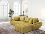 Colțar extensibil dumonde cu ladă de depozitare si sezut confortabil din spuma HR, Berlin XL Enjoy Lux Melon 350x185 cm II Fabrica