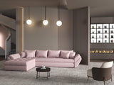 Colțar extensibil dumonde cu ladă de depozitare si sezut confortabil din spuma HR, Loana XL Enjoy Roz 335x185 cm Fabrica