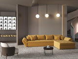 Colțar extensibil dumonde cu ladă de depozitare si sezut confortabil din spuma HR, Loana XL Royal Mustar II 335x185 cm Fabrica