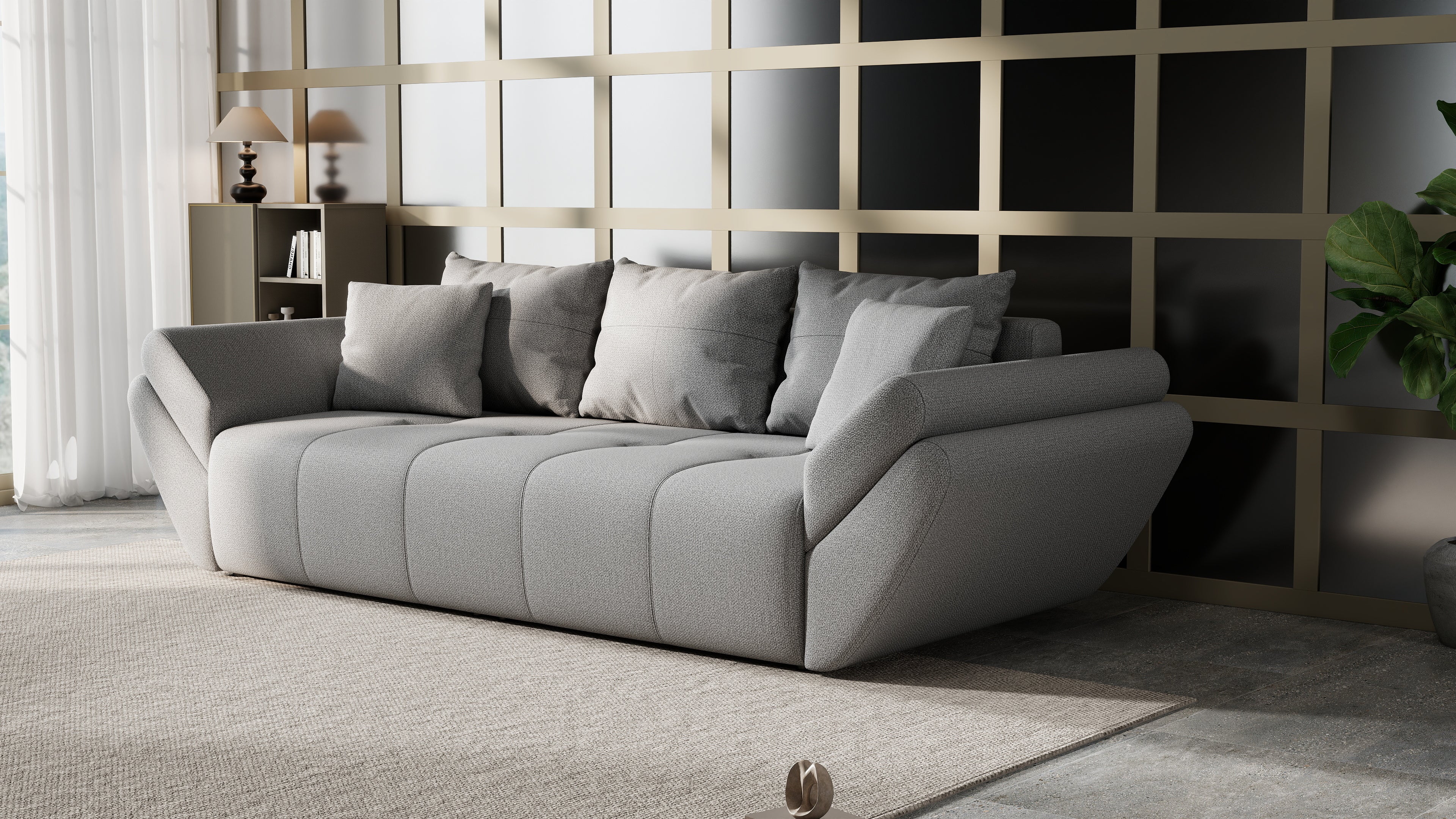 Canapea extensibilă dumonde cu ladă de depozitare si sezut confortabil din spuma HR, Berlin Grey 250x100 cm Fabrica