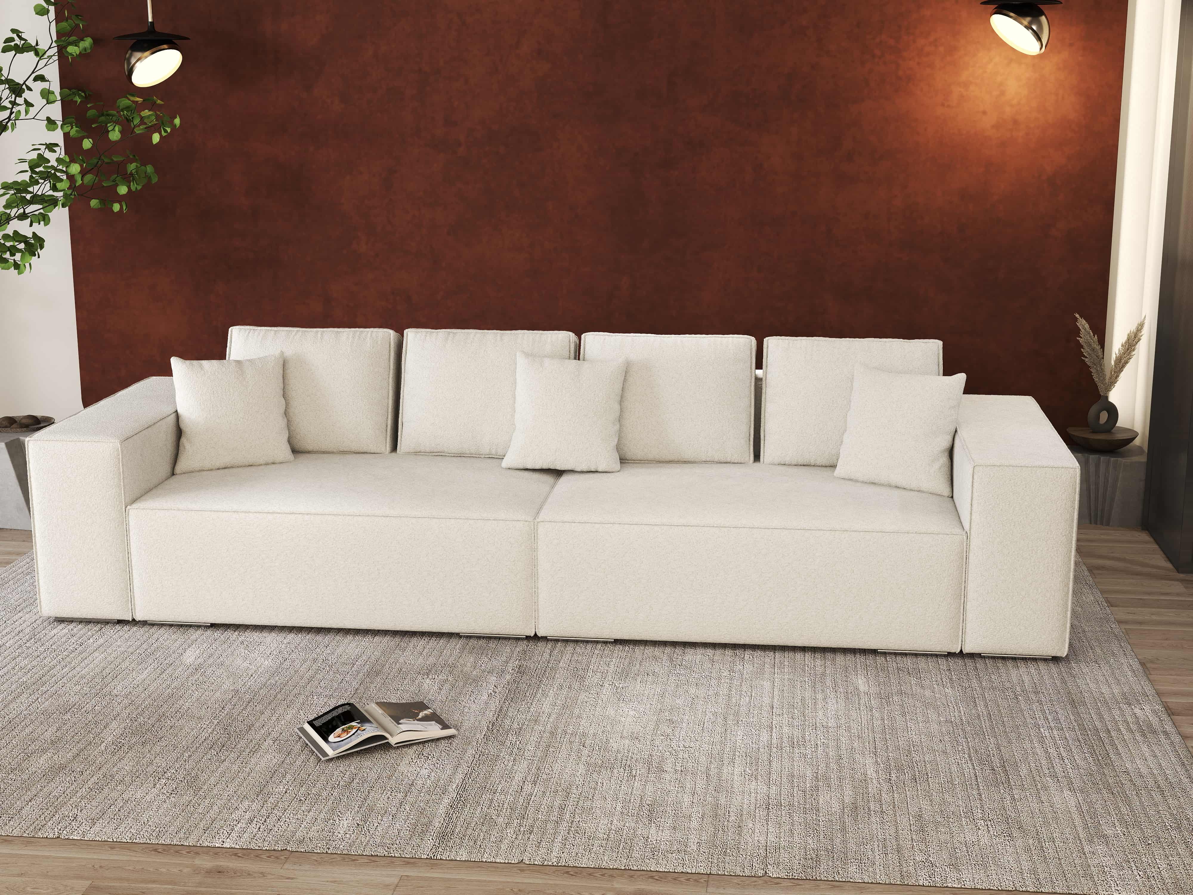 Canapea extensibilă dumonde cu ladă de depozitare si sezut confortabil din spuma HR, Dream Euphoria Ivory 310x100 cm Fabrica
