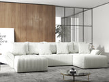 Colțar extensibil dumonde cu ladă de depozitare si sezut confortabil din spuma HR, Berlin U Ambience Bej 380x180 cm Fabrica