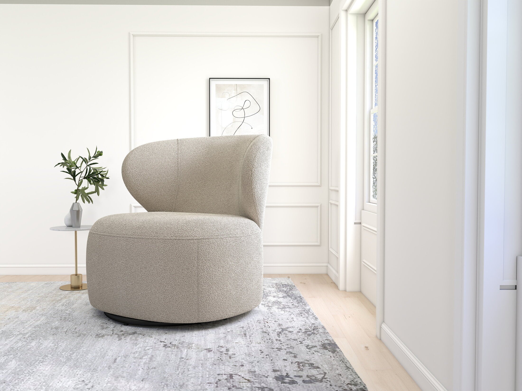 Fotoliu dumonde tapitat Bej modern Monza 73x76cm