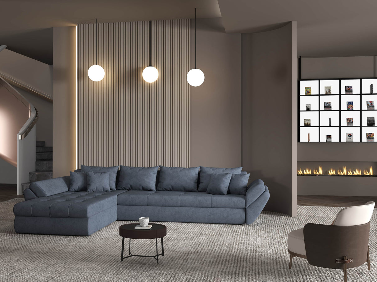 Colțar extensibil dumonde cu ladă de depozitare si sezut confortabil din spuma HR, Loana XL Enjoy Gri Antracit 335x185 cm Fabrica