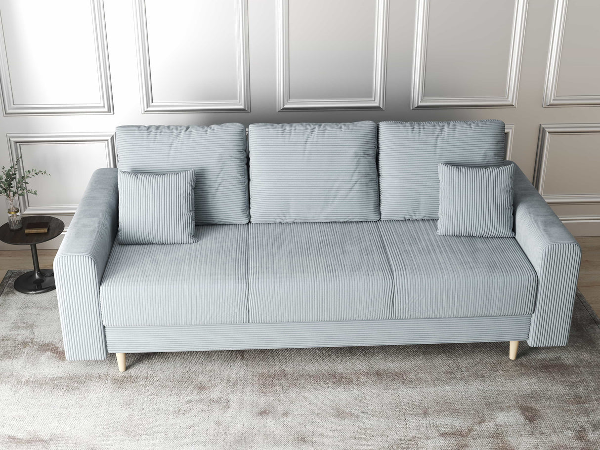 Canapea extensibilă dumonde cu ladă de depozitare si sezut confortabil din spuma HR, Kronos Zoom Gri Mint 210x100 cm fabrica