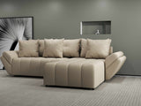Colțar extensibil dumonde cu ladă de depozitare si sezut confortabil din spuma HR, Berlin Enjoy Beige 280x185 cm II Fabrica
