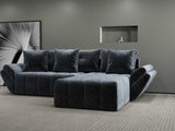 Colțar extensibil dumonde cu ladă de depozitare si sezut confortabil din spuma HR, Berlin Euphoria Gri Grafit 280x185 cm II Fabrica