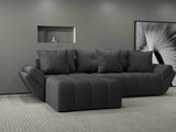 Colțar extensibil dumonde cu ladă de depozitare si sezut confortabil din spuma HR, Berlin Enjoy Gri Grafit 280x185 cm Fabrica