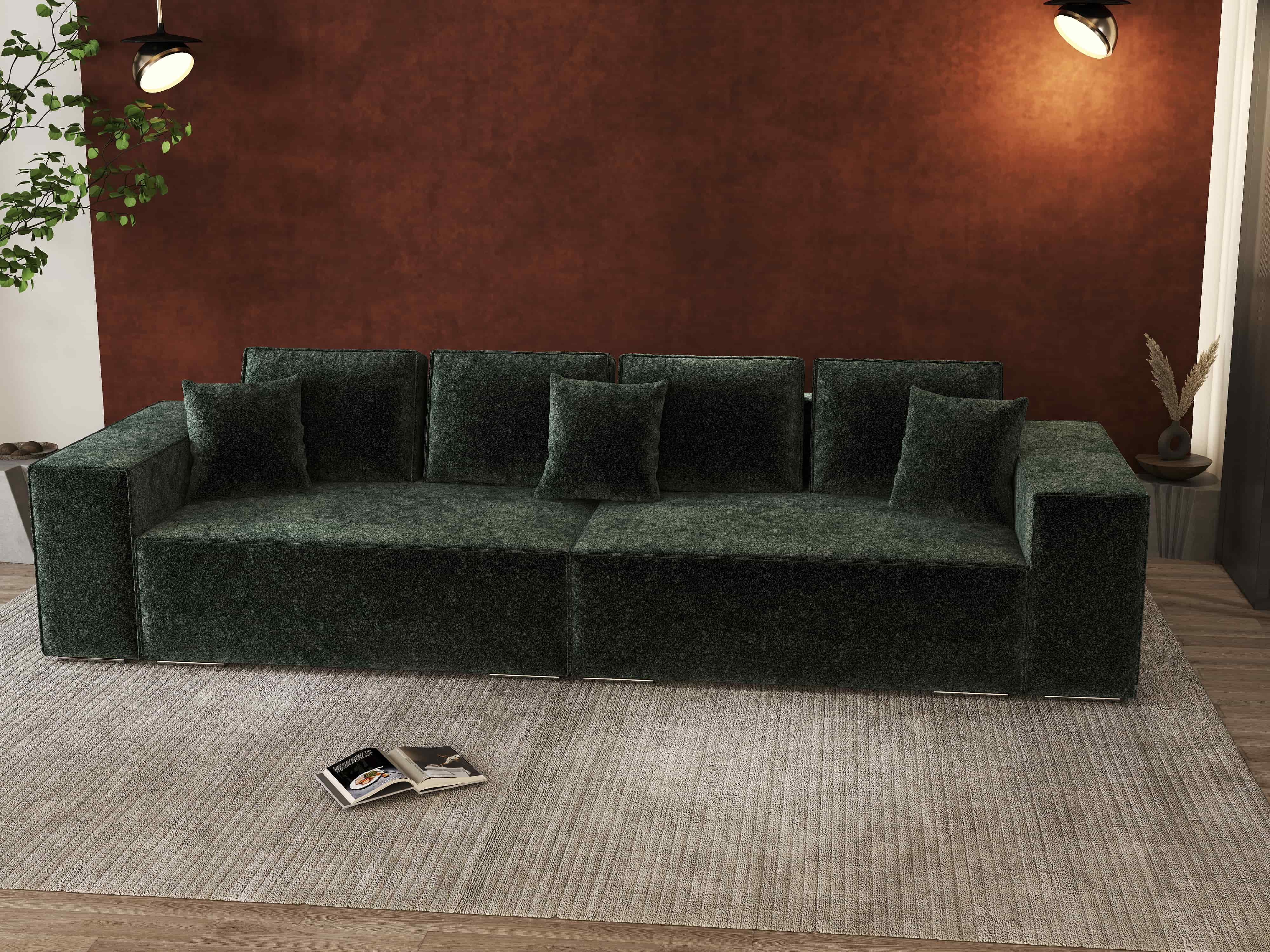 Canapea extensibilă dumonde cu ladă de depozitare si sezut confortabil din spuma HR, Dream Euphoria Verde 310x100 cm Fabrica