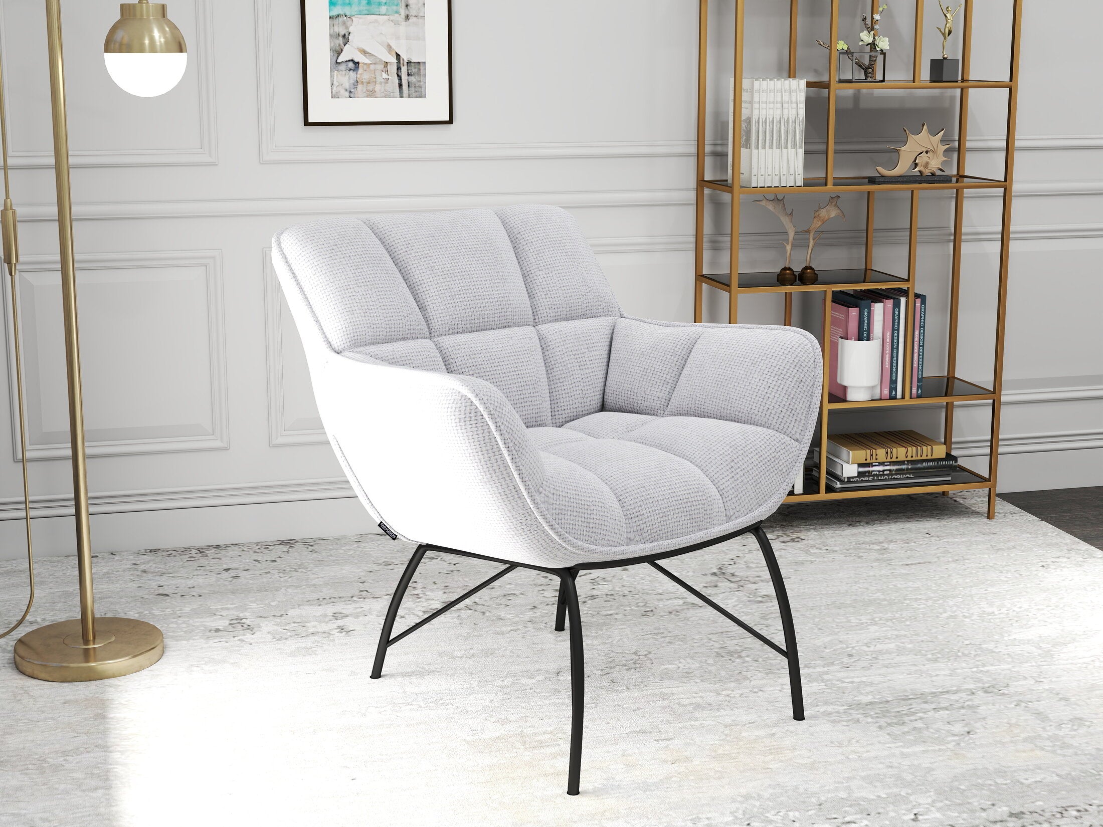 Fotoliu dumonde tapitat Gri modern Sienna 72x79cm