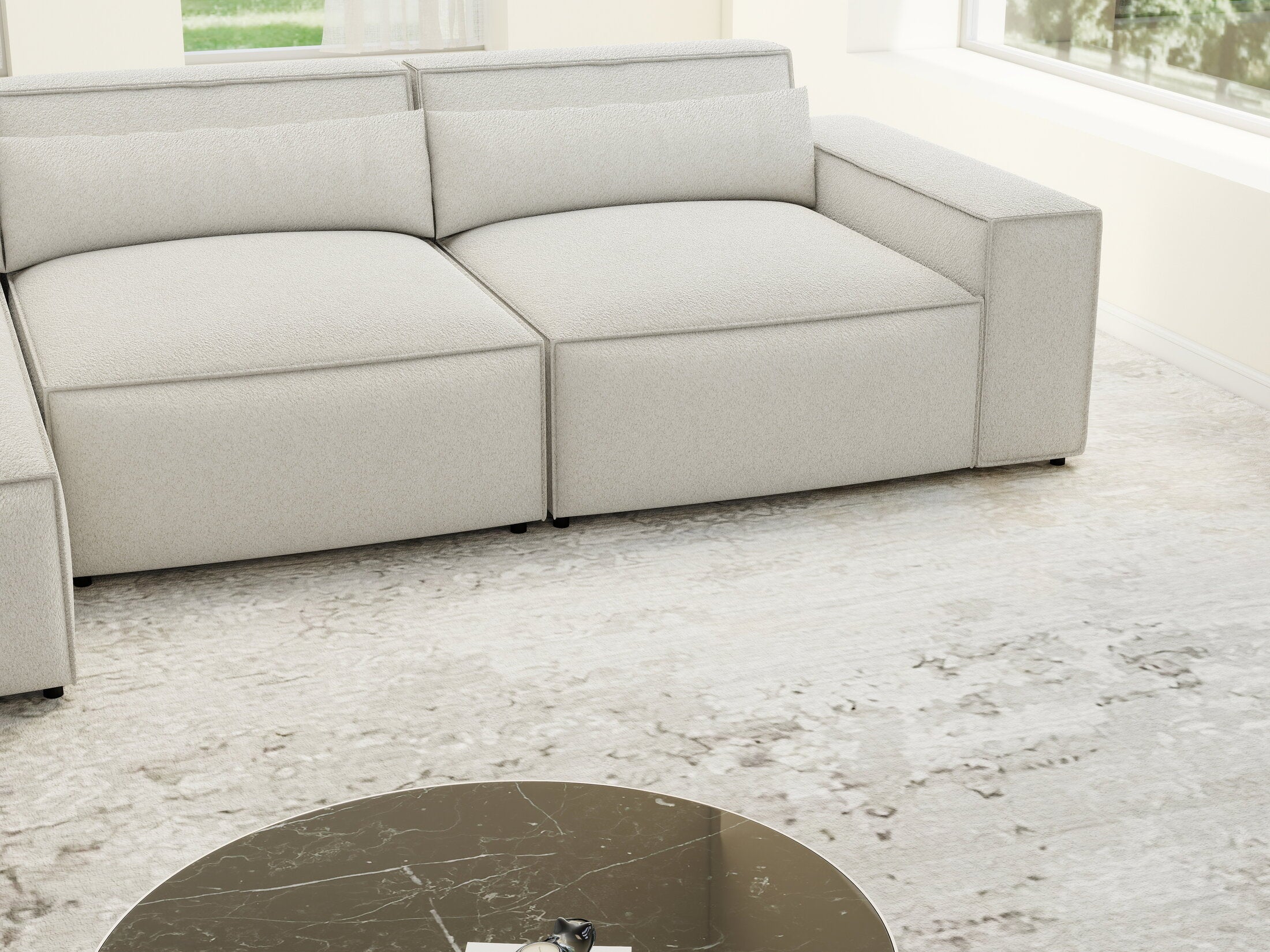 Colțar dumonde cu sezut confortabil din spuma HR, Marvelo XL Euphoria Alb 366x175 cm