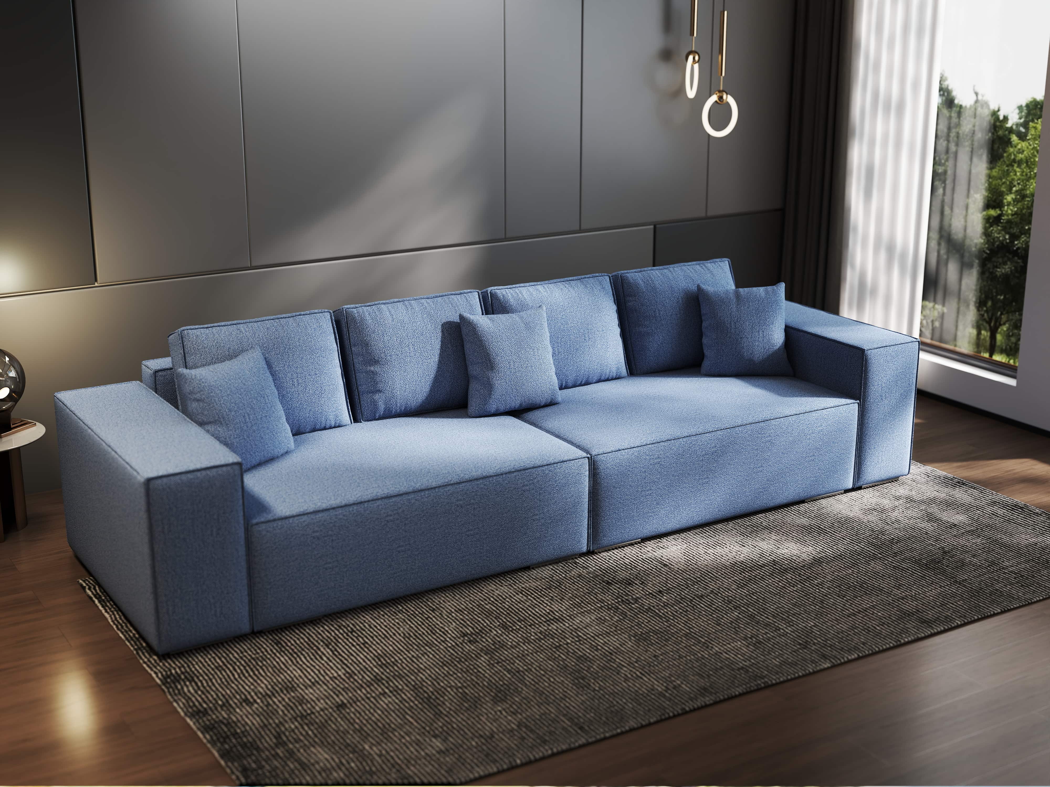 Canapea extensibilă dumonde cu ladă de depozitare si sezut confortabil din spuma HR, Dream Enjoy Blue 310x100 cm Fabrica