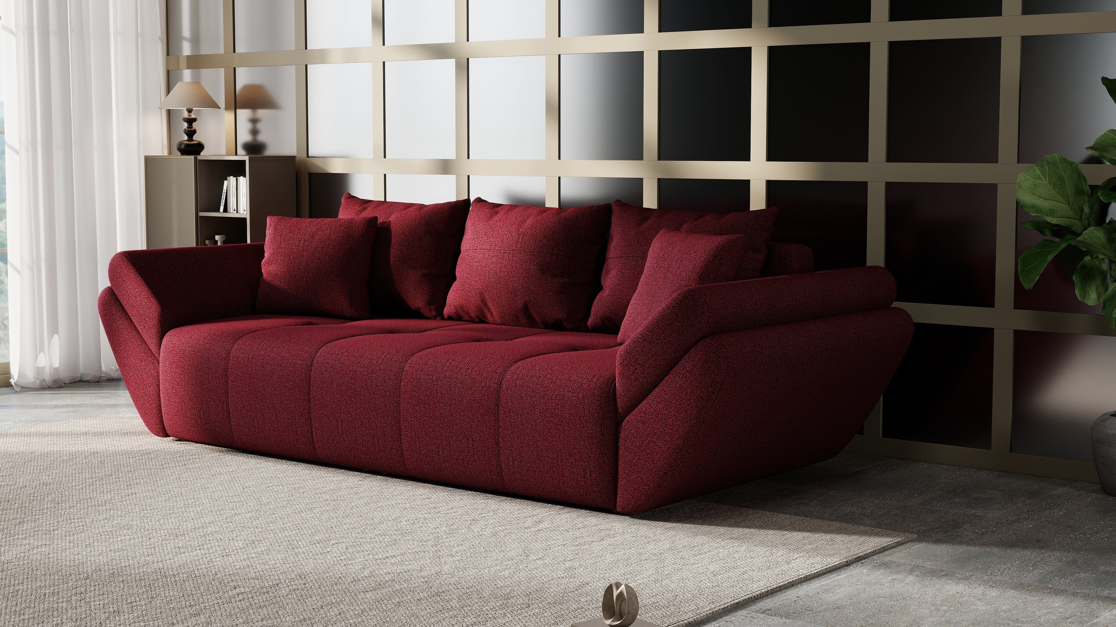 Canapea extensibilă dumonde cu ladă de depozitare si sezut confortabil din spuma HR, Berlin Red 250x100 cm Fabrica
