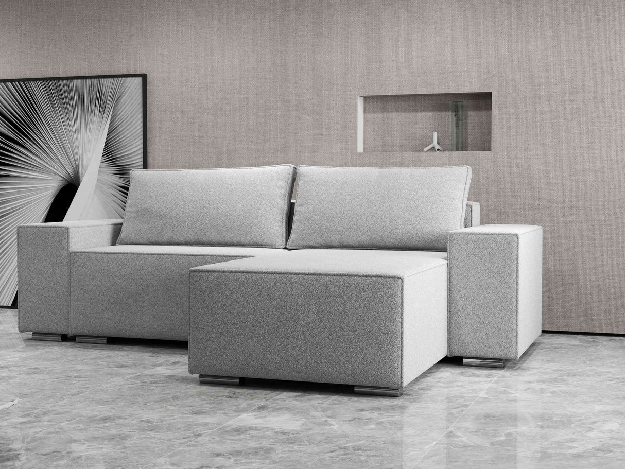 Colțar extensibil dumonde cu ladă de depozitare si sezut confortabil din spuma HR, Dream Euphoria Gri 290x185 cm II Fabrica