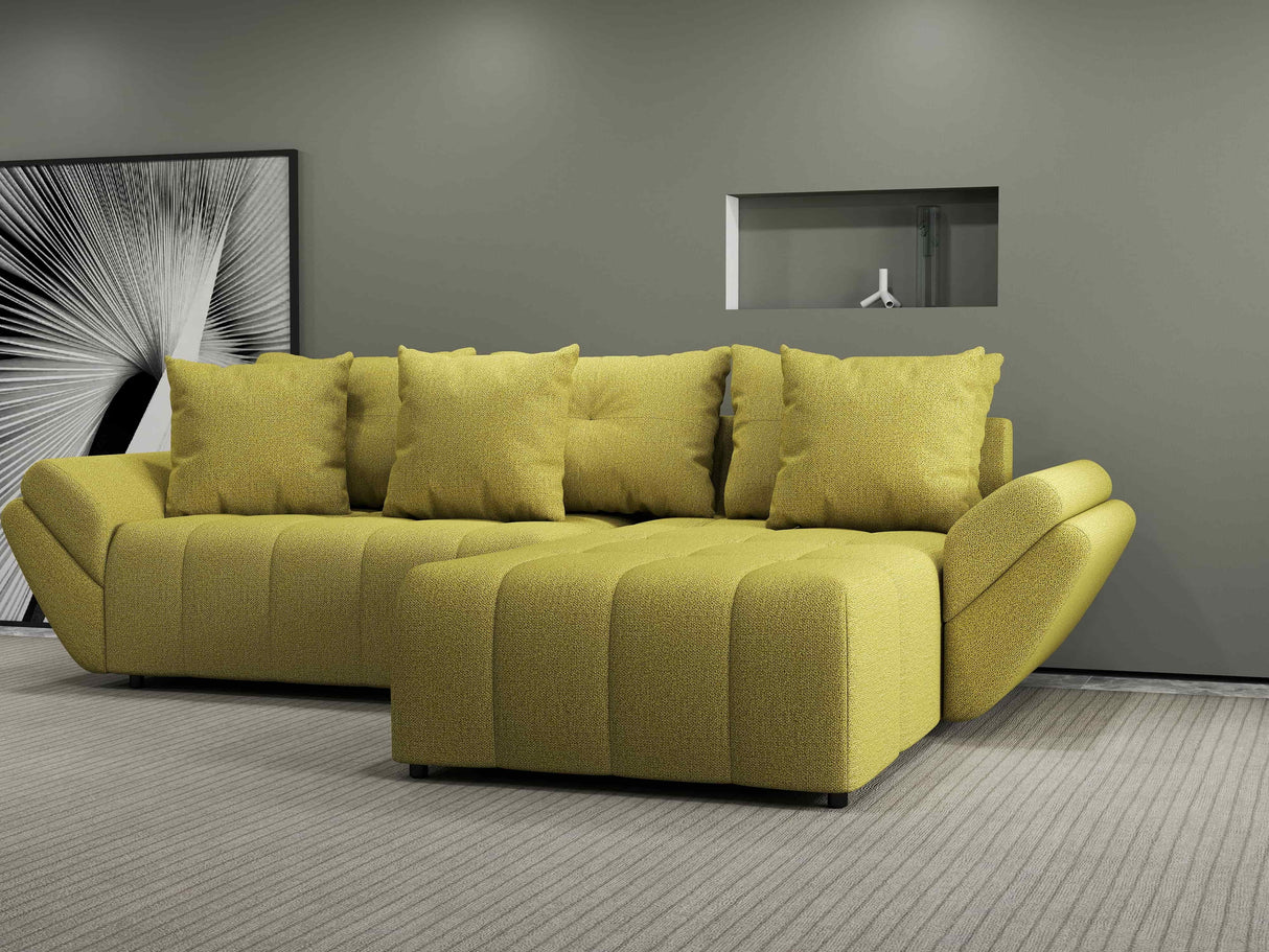 Colțar extensibil dumonde cu ladă de depozitare si sezut confortabil din spuma HR, Berlin Enjoy Verde 280x185 cm II Fabrica