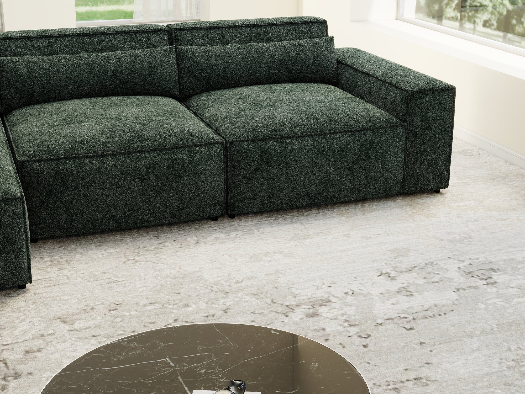 Colțar dumonde cu sezut confortabil din spuma HR, Marvelo XL Euphoria Verde 366x175 cm