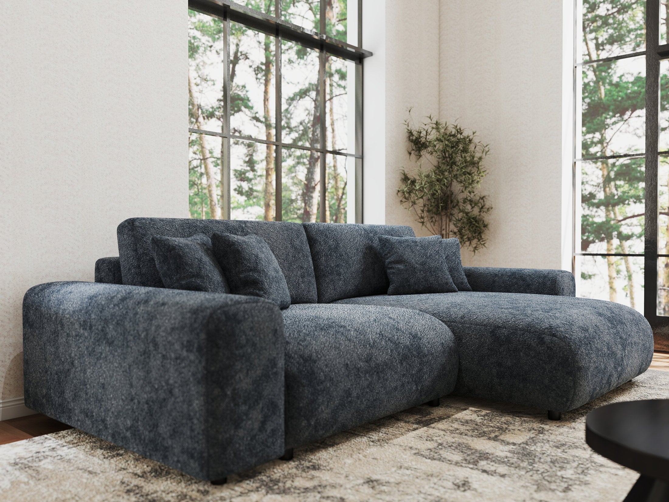 Colțar extensibil dumonde cu ladă de depozitare si sezut confortabil din spuma HR, Sarina Euphoria Gri Grafit 255x168 cm II