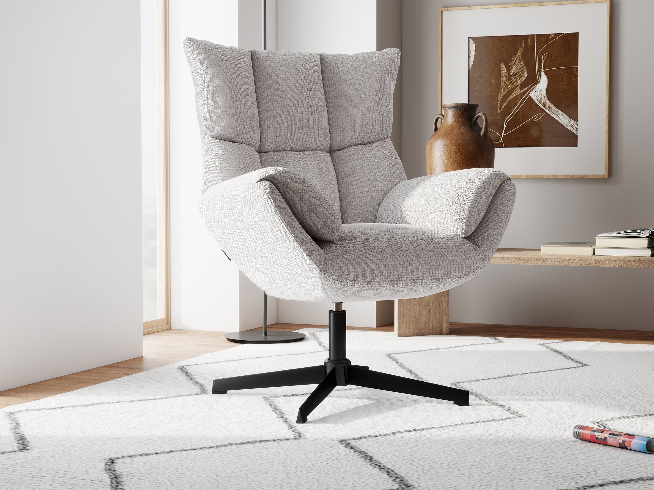 Fotoliu dumonde tapitat Bej modern Belmira 73x77cm