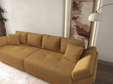 Canapea extensibilă dumonde cu ladă de depozitare si sezut confortabil din spuma HR, Berlin Zoom Mustar 300x100 cm Fabrica