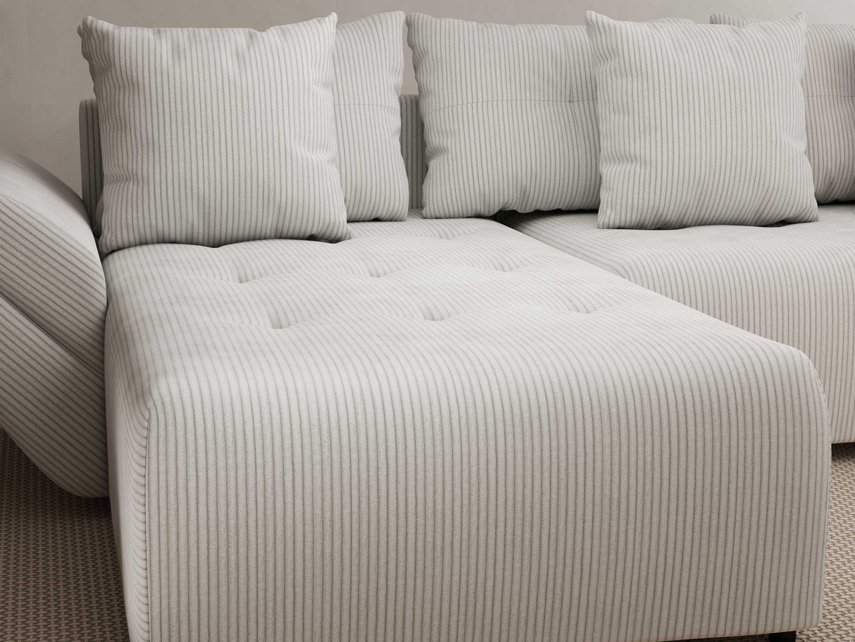 Colțar extensibil dumonde cu ladă de depozitare si sezut confortabil din spuma HR, Berlin Zoom Pearl 280x185 cm Fabrica