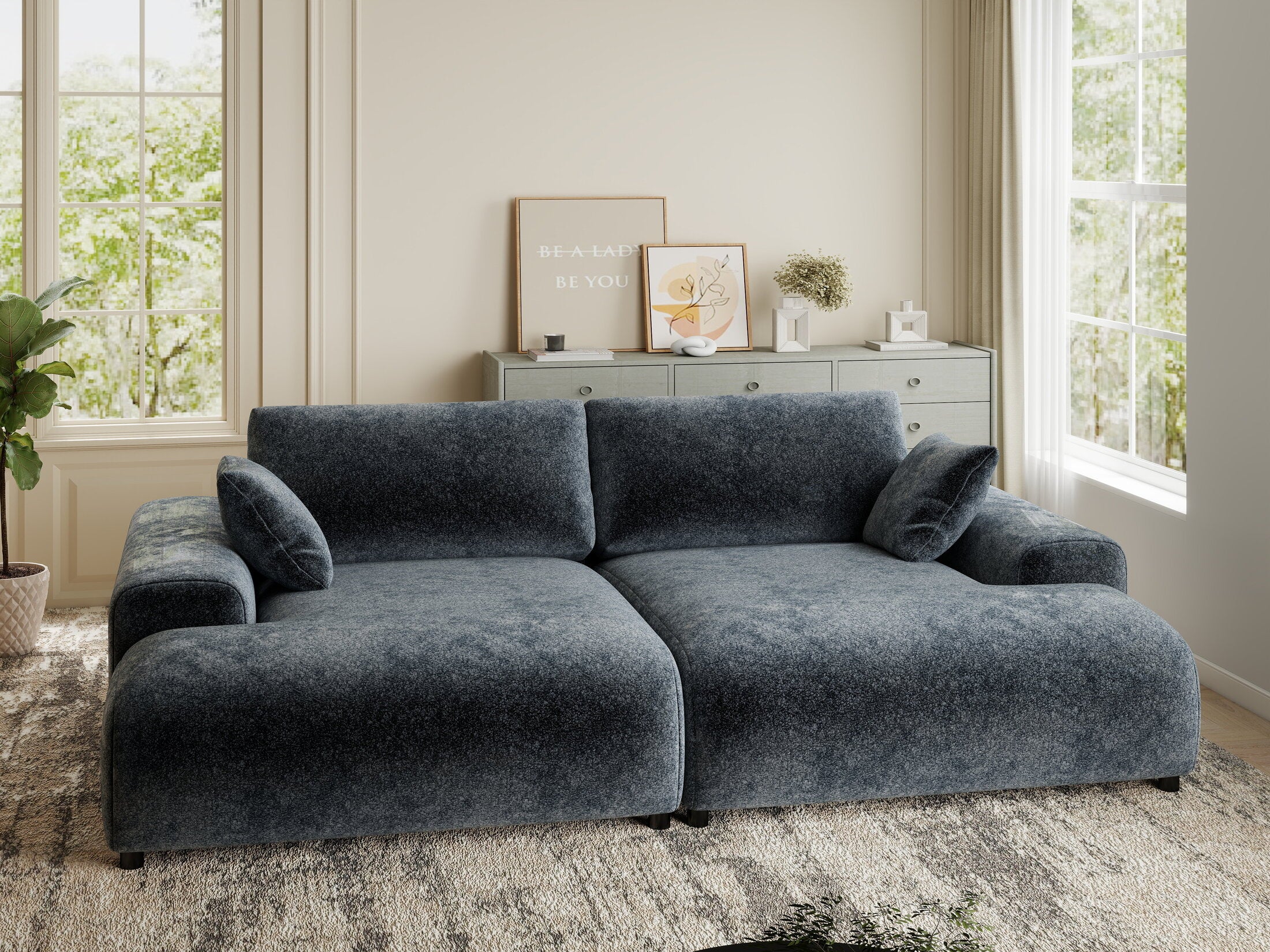 Canapea dumonde cu sezut confortabil din spuma HR, Hudson Euphoria Gri Grafit 237x144 cm