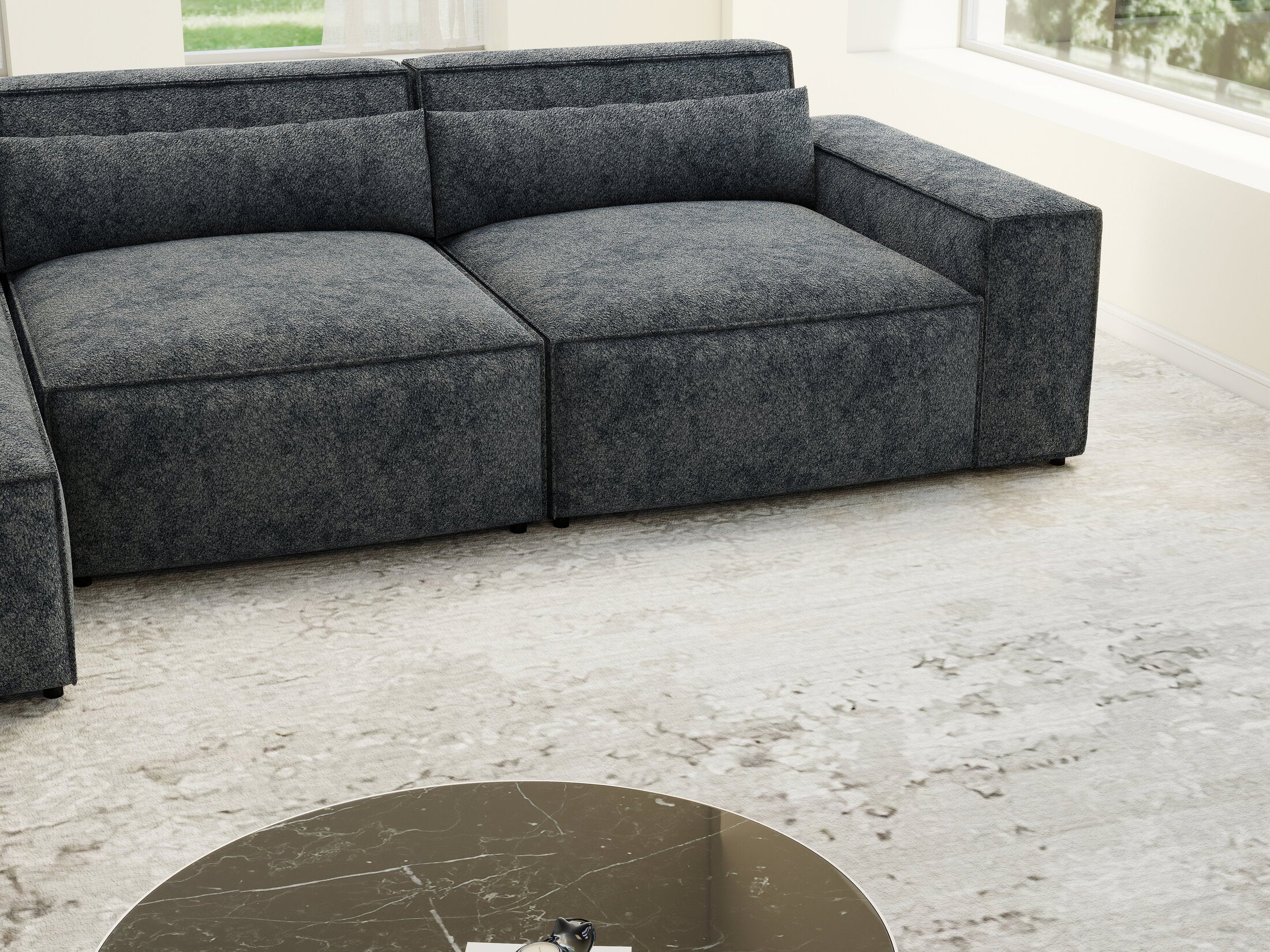 Colțar dumonde cu sezut confortabil din spuma HR, Marvelo XL Euphoria Gri Grafit 366x175 cm