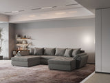 Colțar extensibil dumonde cu ladă de depozitare si sezut confortabil din spuma HR, Loana Royal Gri U 355x185 cm Fabrica