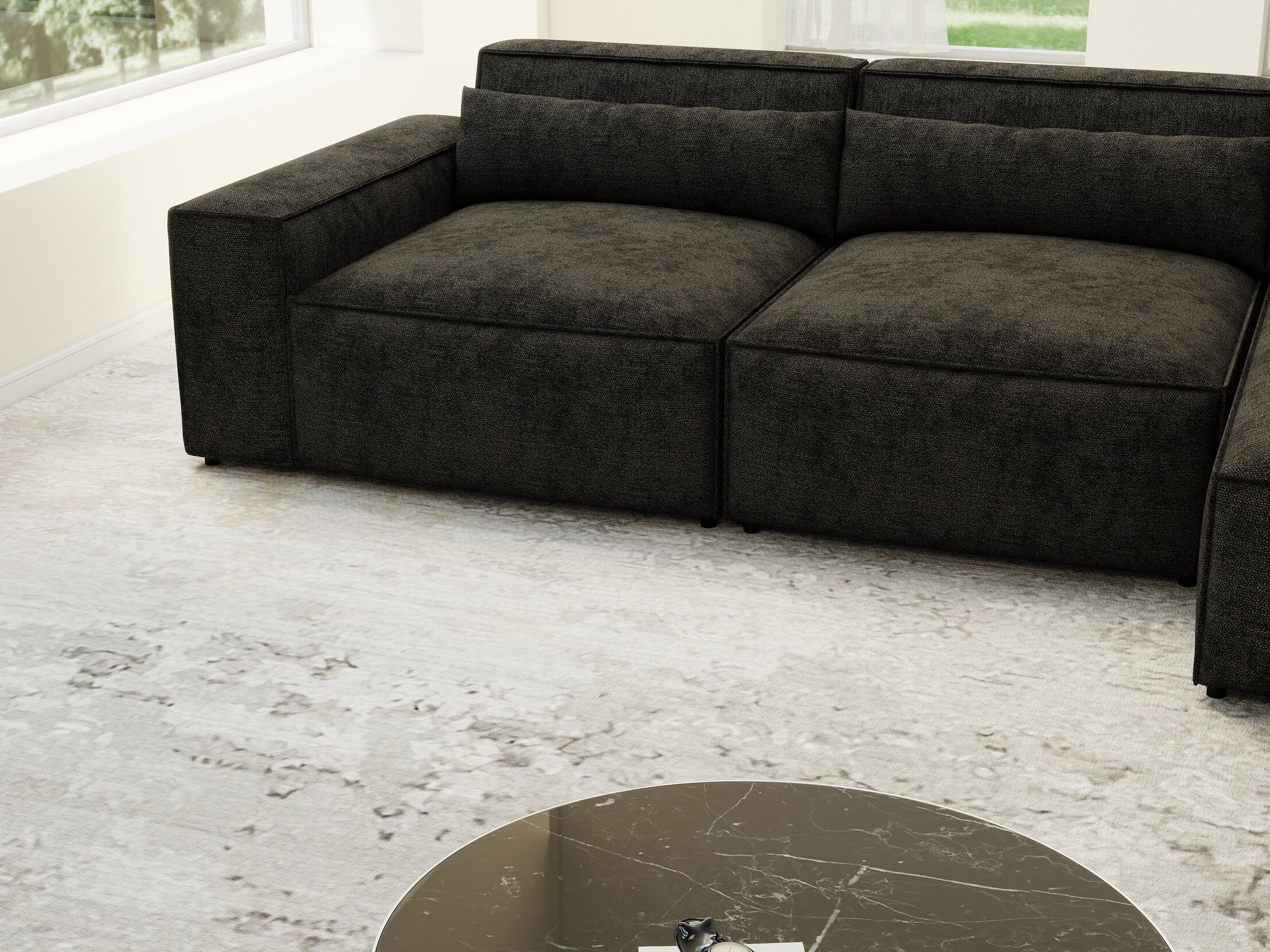 Colțar dumonde cu sezut confortabil din spuma HR, Marvelo XL Enjoy Black 366x175 cm II