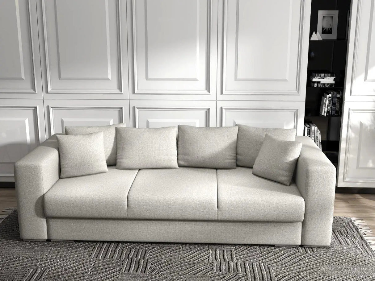 Canapea extensibilă dumonde cu ladă de depozitare si sezut confortabil din spuma HR, Gloria Bej 240x100 cm Fabrica