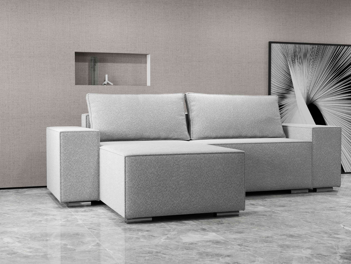 Colțar extensibil dumonde cu ladă de depozitare si sezut confortabil din spuma HR, Dream Euphoria Gri 290x185 cm Fabrica