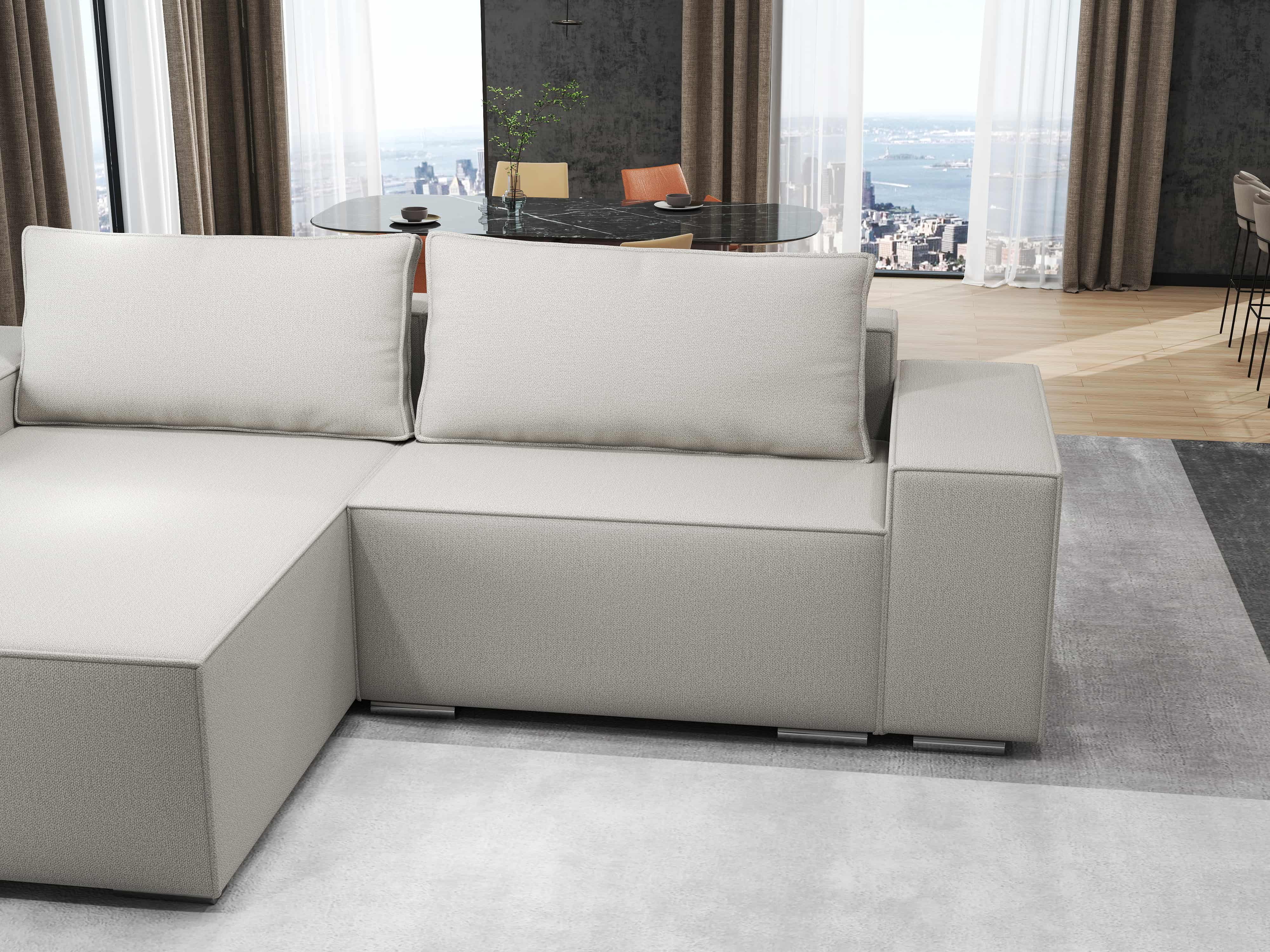 Colțar extensibil dumonde cu ladă de depozitare si sezut confortabil din spuma HR, Dream Enjoy Bej 290x185 cm Fabrica