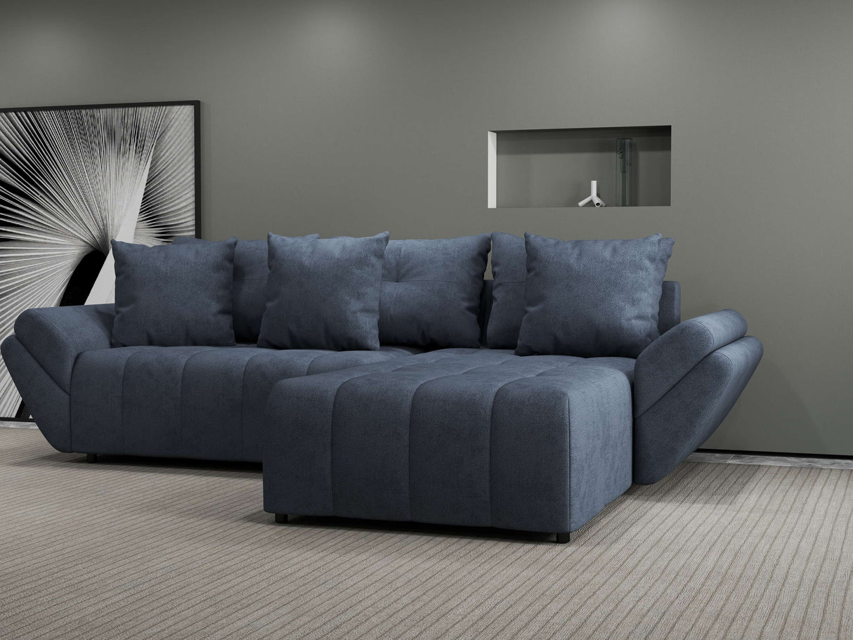 Colțar extensibil dumonde cu ladă de depozitare si sezut confortabil din spuma HR, Berlin Grey II 280x185 cm Fabrica