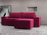 Colțar extensibil dumonde cu ladă de depozitare si sezut confortabil din spuma HR, Dream Zoom Rosu 290x185 cm II Fabrica