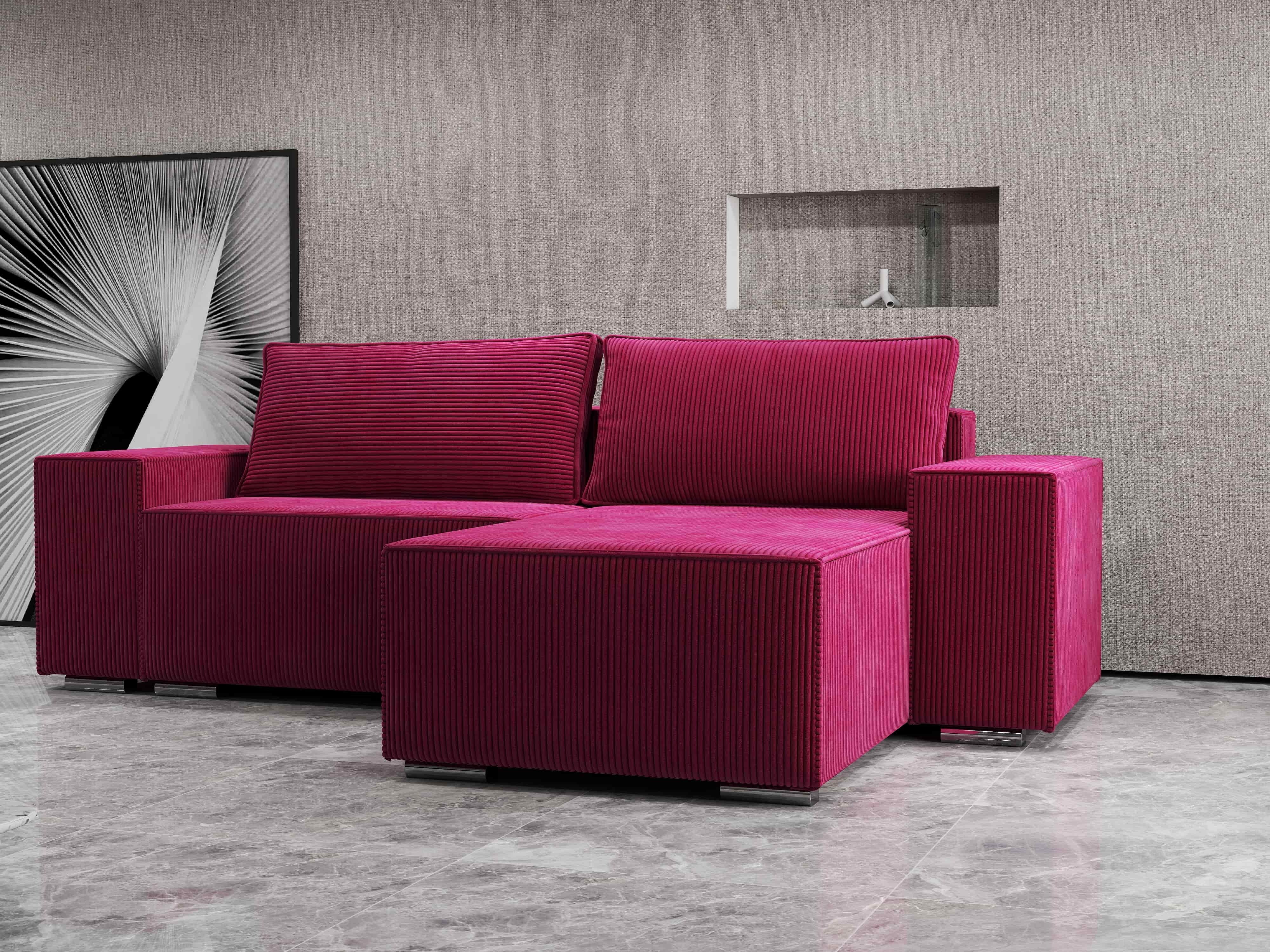 Colțar extensibil dumonde cu ladă de depozitare si sezut confortabil din spuma HR, Dream Zoom Rosu 290x185 cm II Fabrica