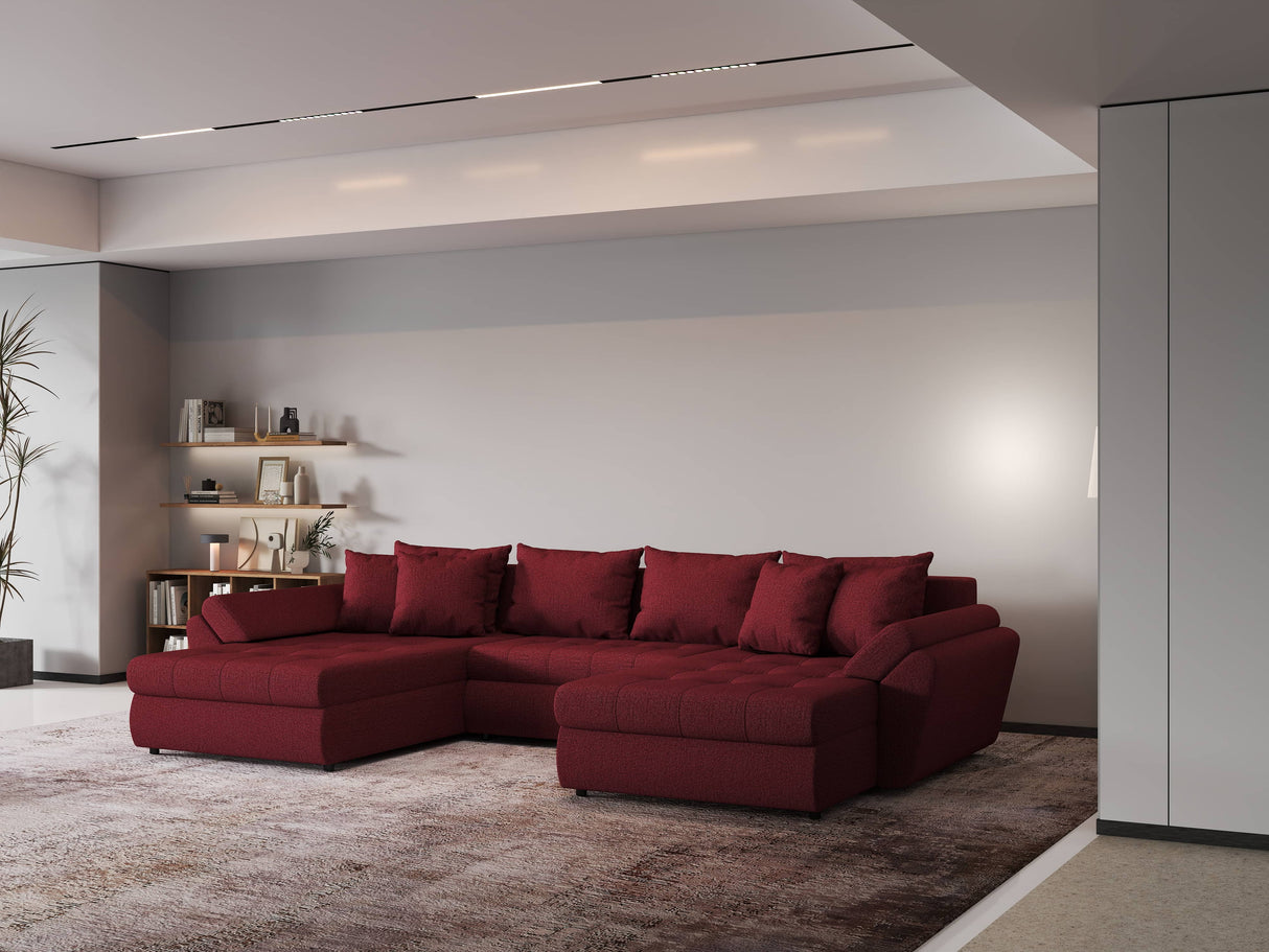 Colțar extensibil dumonde cu ladă de depozitare si sezut confortabil din spuma HR, Loana Enjoy Red U 355x185 cm Fabrica