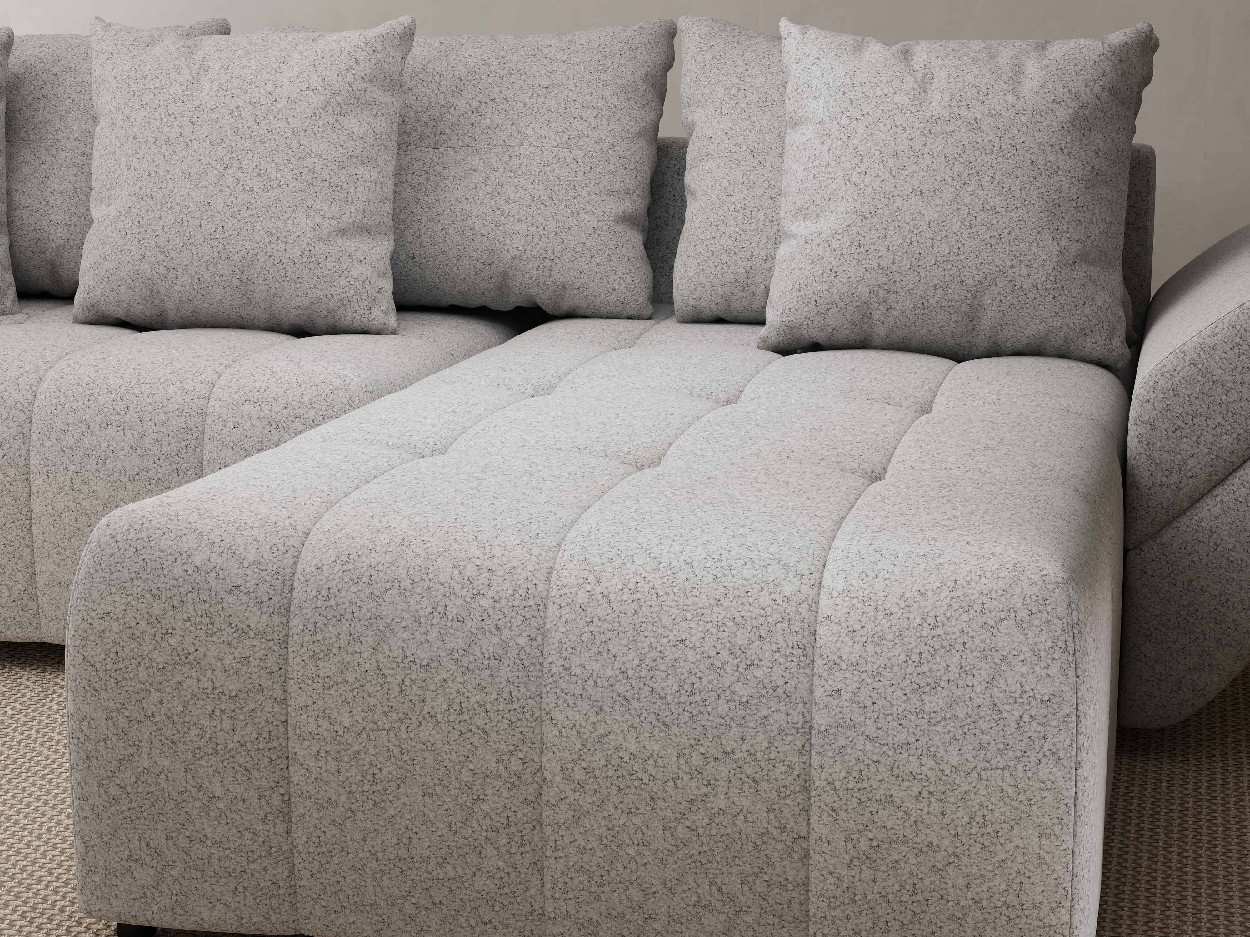 Colțar extensibil dumonde cu ladă de depozitare si sezut confortabil din spuma HR, Berlin Euphoria Gri 280x185 cm II Fabrica