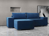 Colțar extensibil dumonde cu ladă de depozitare si sezut confortabil din spuma HR, Dream Zoom Albastru 290x185 cm Fabrica