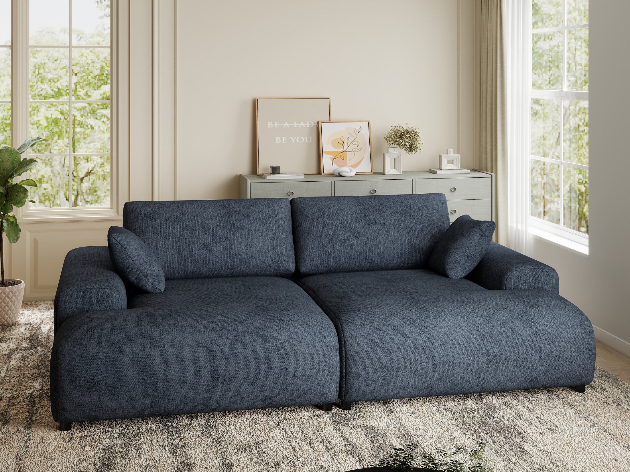 Canapea dumonde cu sezut confortabil din spuma HR, Hudson Enjoy Antracit 237x144 cm