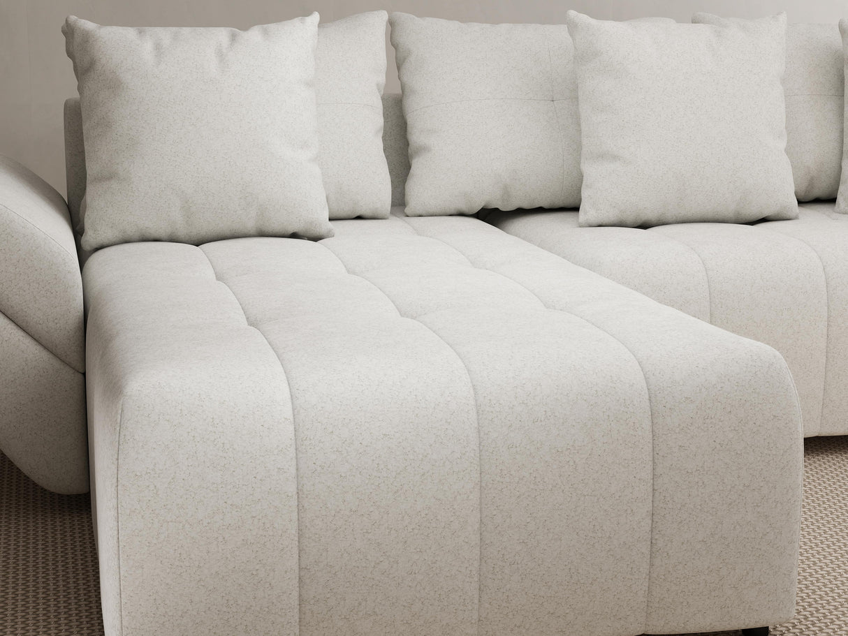 Colțar extensibil dumonde cu ladă de depozitare si sezut confortabil din spuma HR, Berlin Euphoria Alb 280x185 cm Fabrica