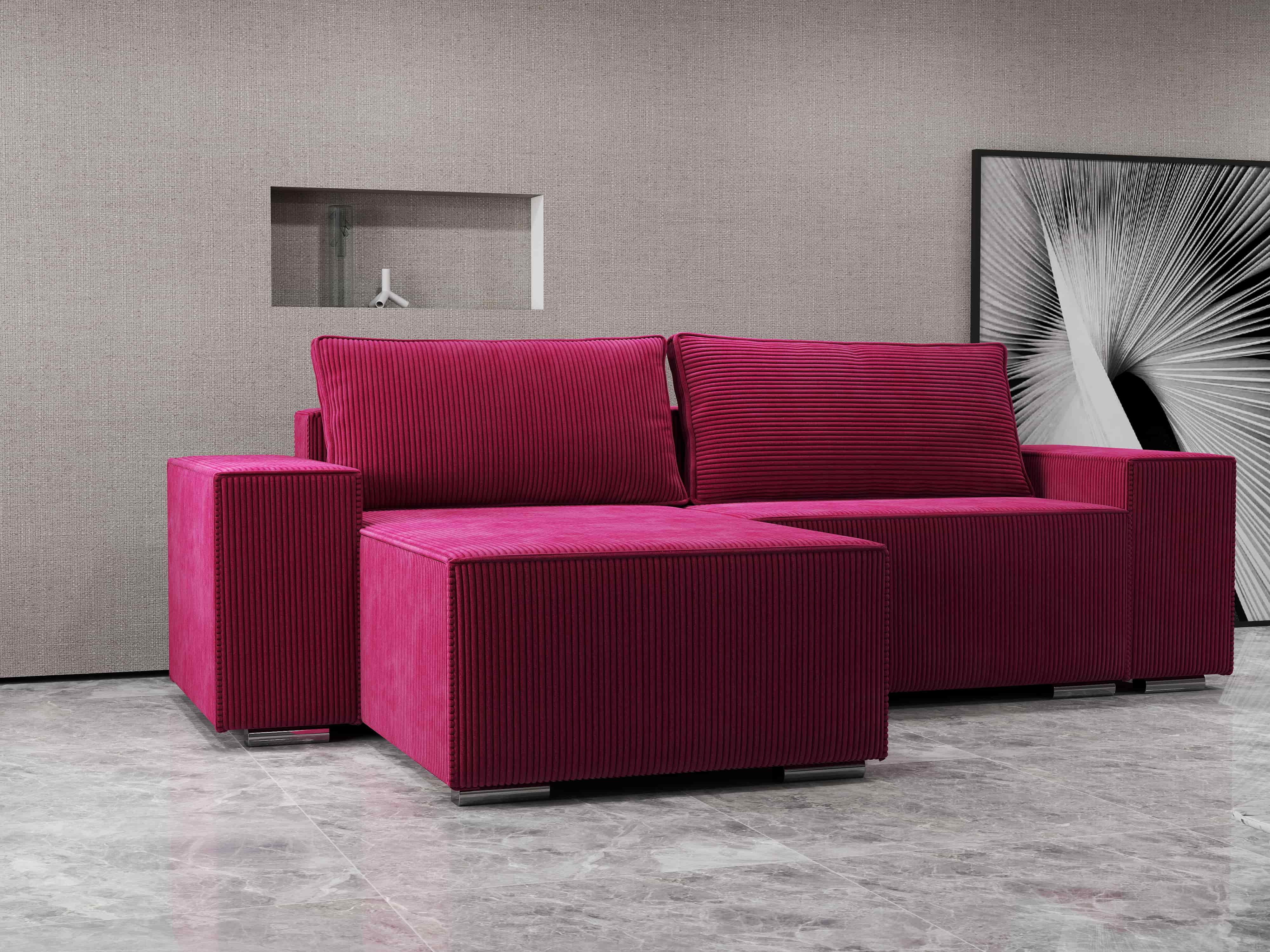 Colțar extensibil dumonde cu ladă de depozitare si sezut confortabil din spuma HR, Dream Zoom Rosu 290x185 cm Fabrica