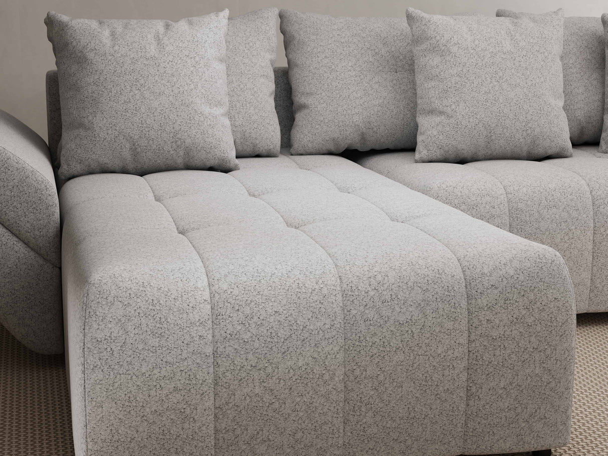 Colțar extensibil dumonde cu ladă de depozitare si sezut confortabil din spuma HR, Berlin Euphoria Gri 280x185 cm Fabrica