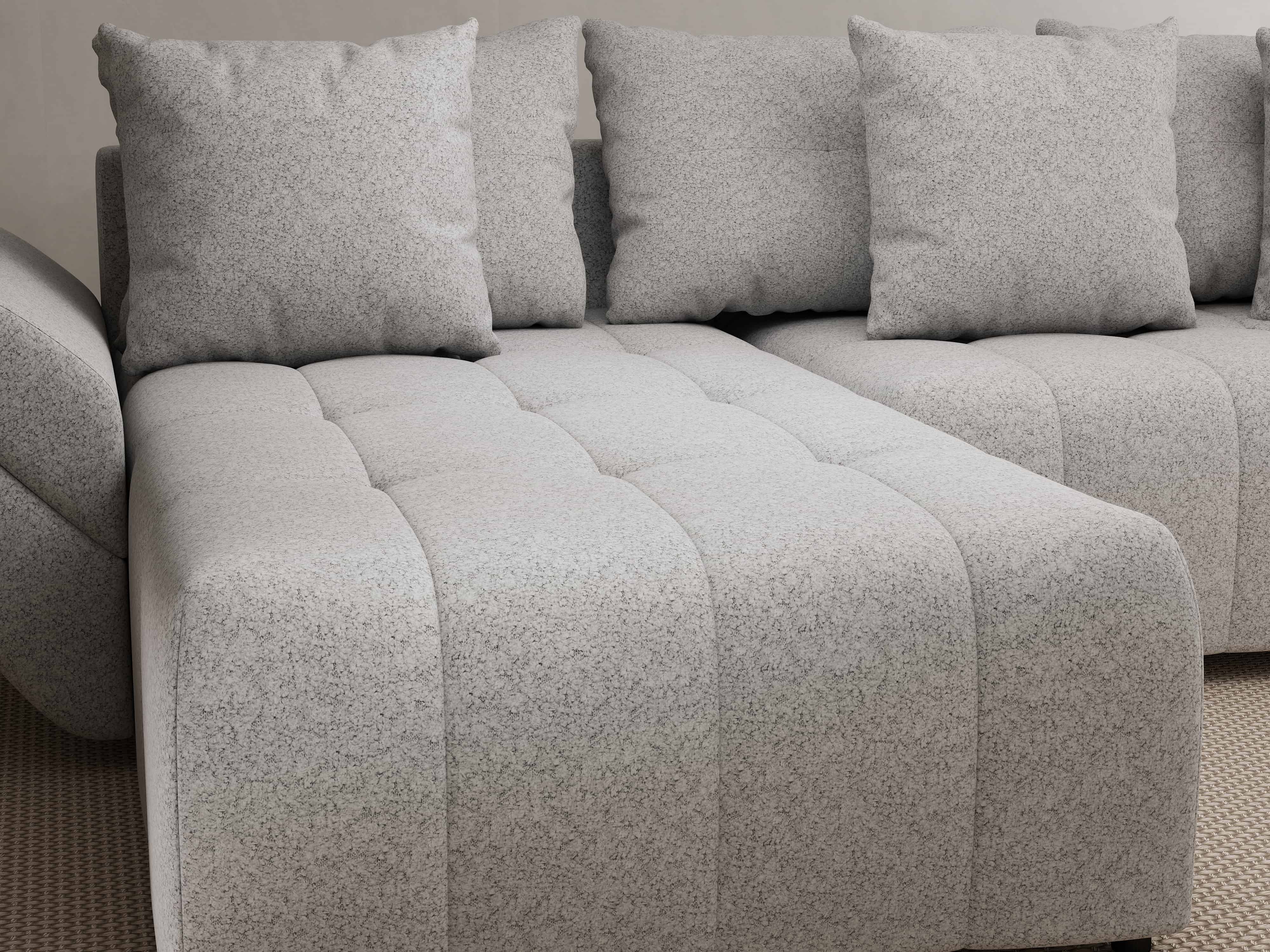 Colțar extensibil dumonde cu ladă de depozitare si sezut confortabil din spuma HR, Berlin Euphoria Gri 280x185 cm Fabrica