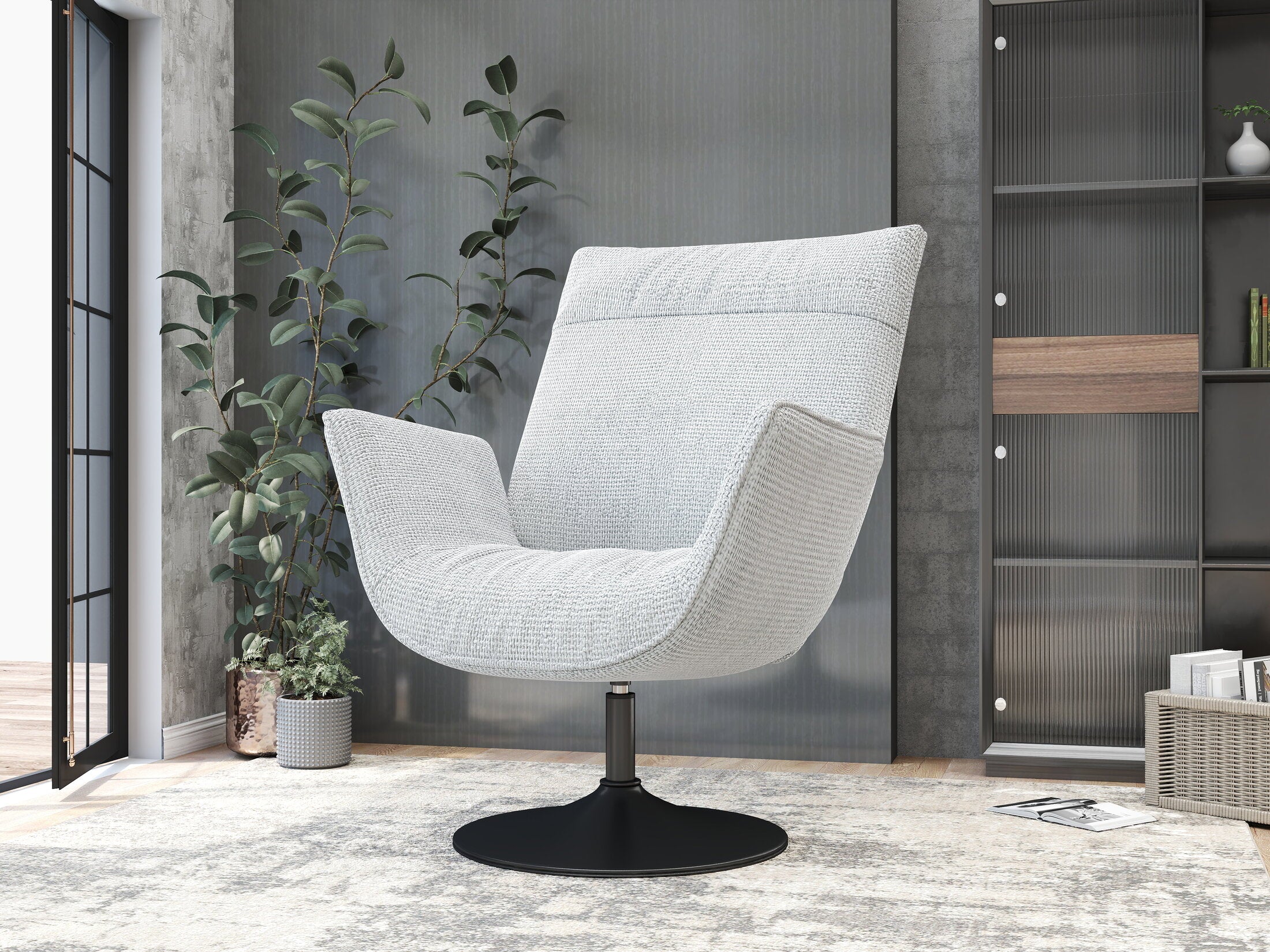 Fotoliu dumonde tapitat Alb modern Kairo 75x83cm