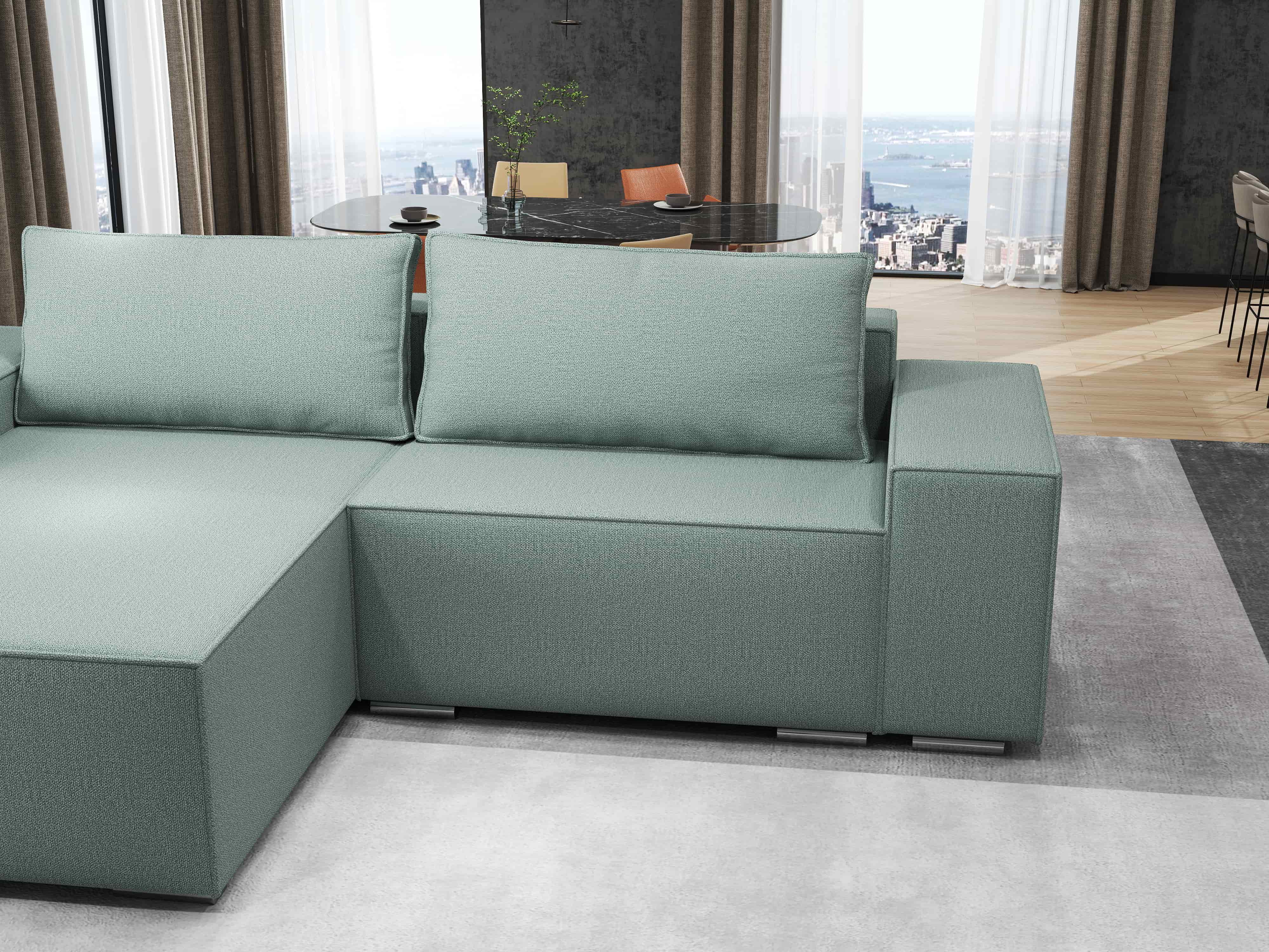 Colțar extensibil dumonde cu ladă de depozitare si sezut confortabil din spuma HR, Dream Enjoy Mint 290x185 cm Fabrica